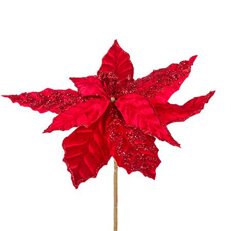 Sequined Poinsettia Red - Christmas - gorgeous red poinsettias fake twin cities